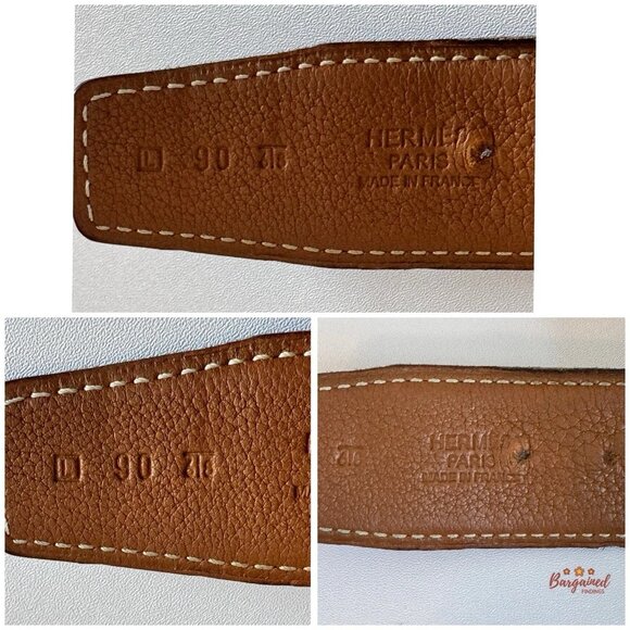 Authentic HERMES Black/Brown Leather H Silver Reversible Buckle Belt L 90 6/8 main image 3